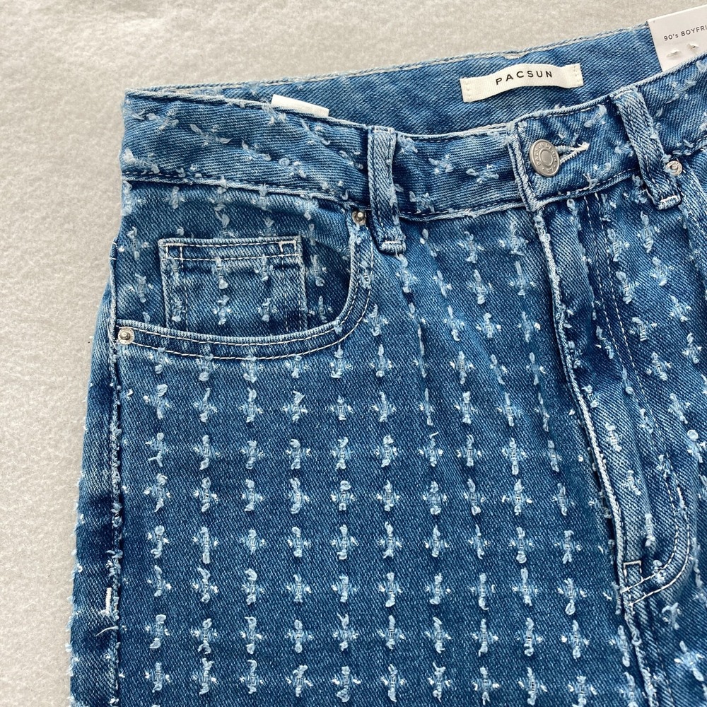 PacSun 90's Boyfriend Jeans Women's 27 Blue Distressed Denim Straight Leg Y2K - Picture 3 of 14